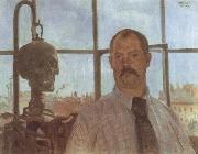 Lovis Corinth Self-Portrait with Skeleton oil